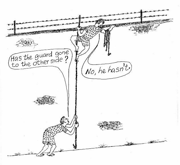 Has the guard gone to the other side?